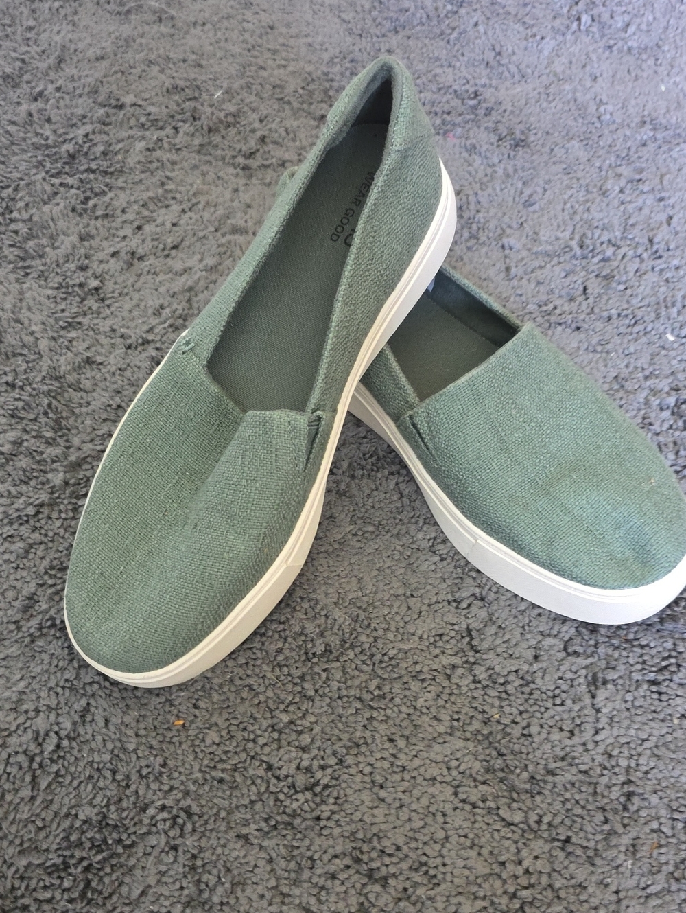 Toms Teal Green Canvas Slip-On Flats